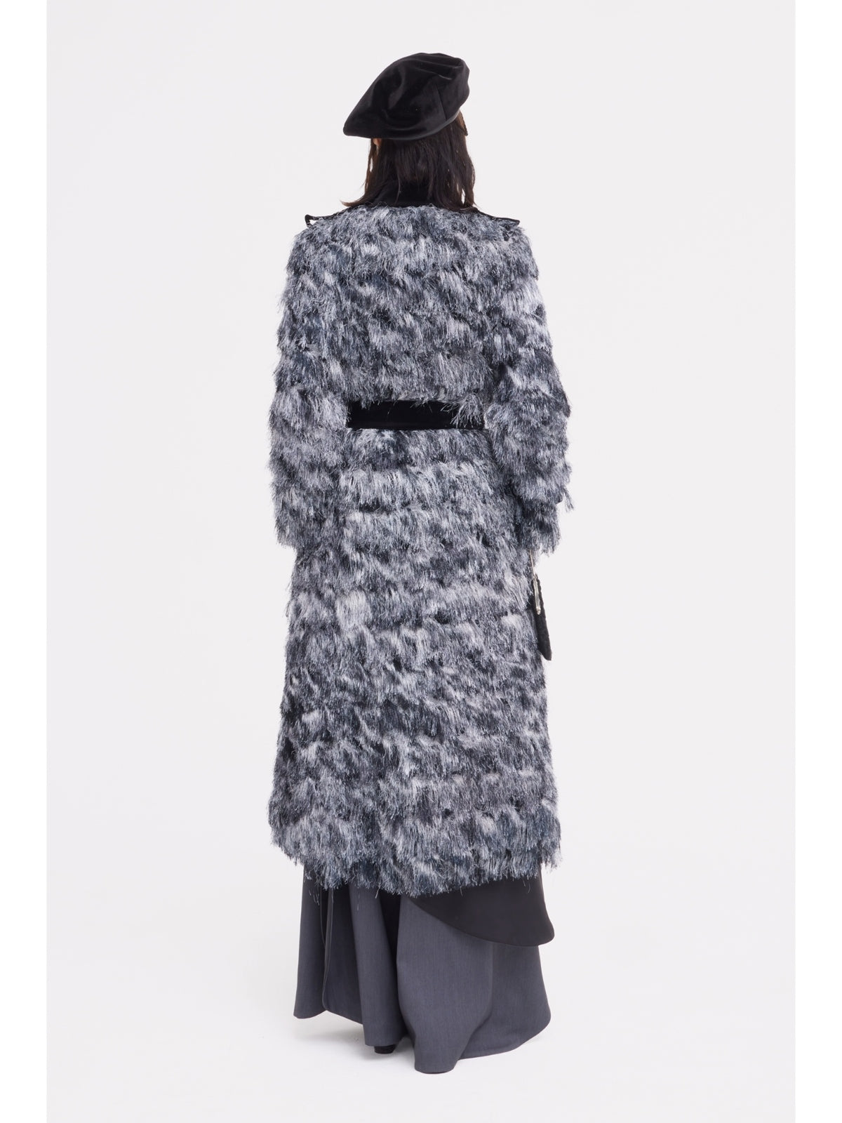 JULIA ALLERT textured velvet-detail coat, close-up of fuzzy texture, buy at DOORS NYC