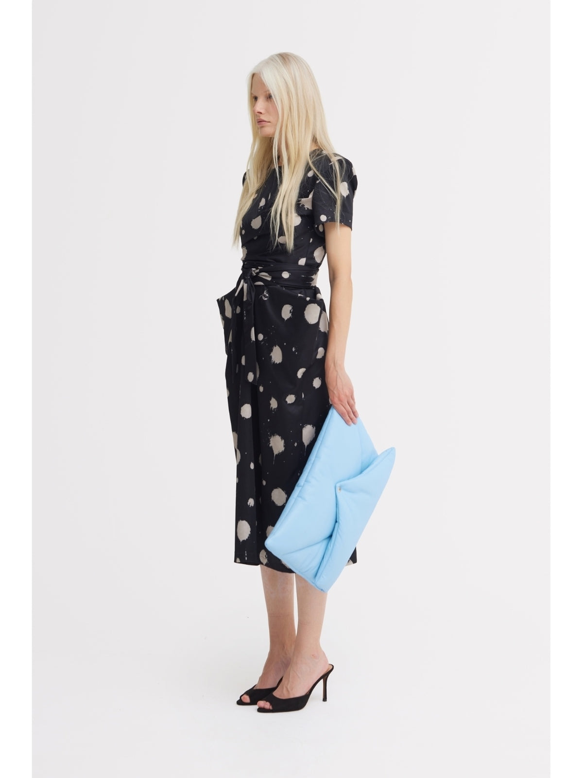 JULIA ALLERT black polka dot belted dress, styled outfit, buy at DOORS NYC