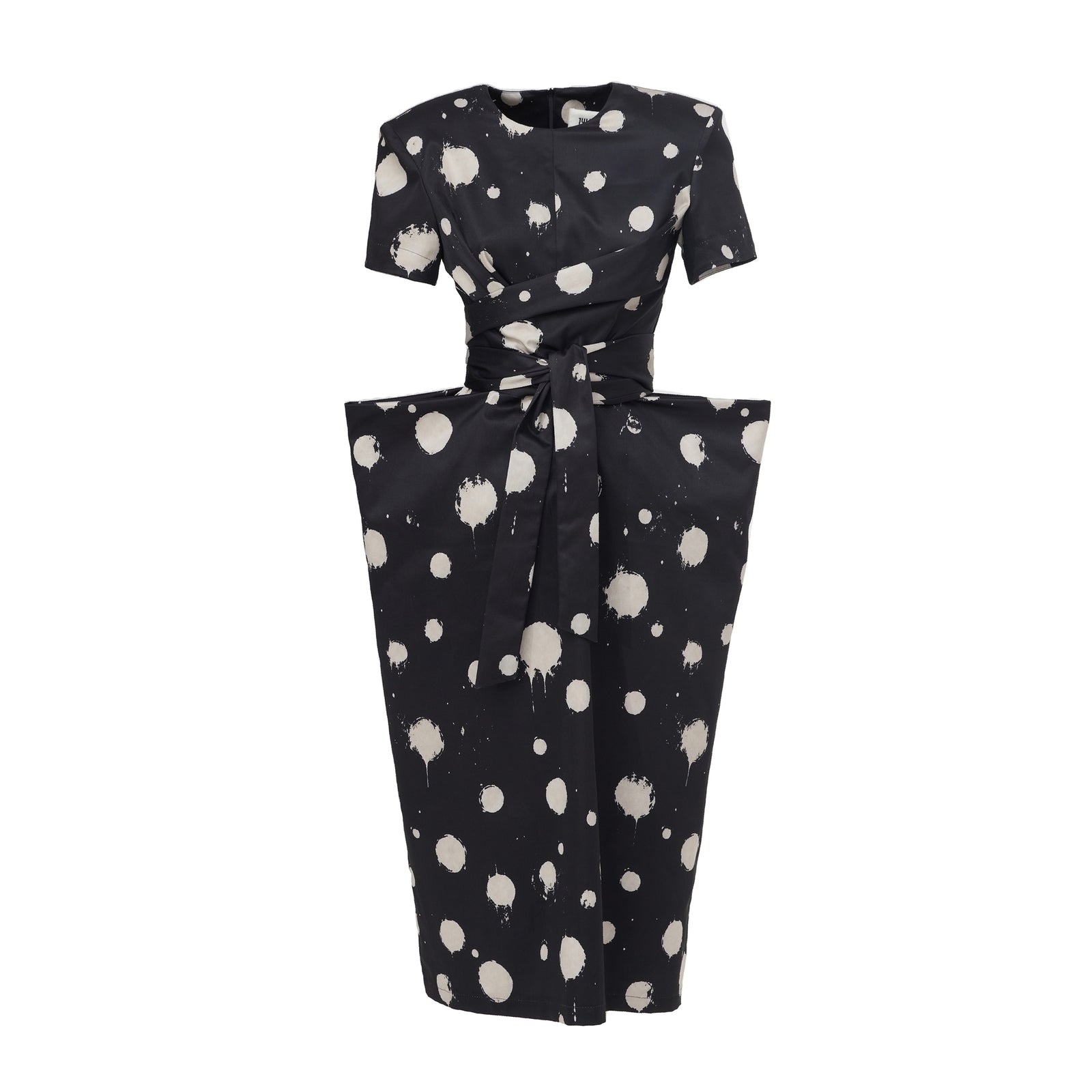 Black Polka Dot Midi Dress With Belt | Capsule Edition