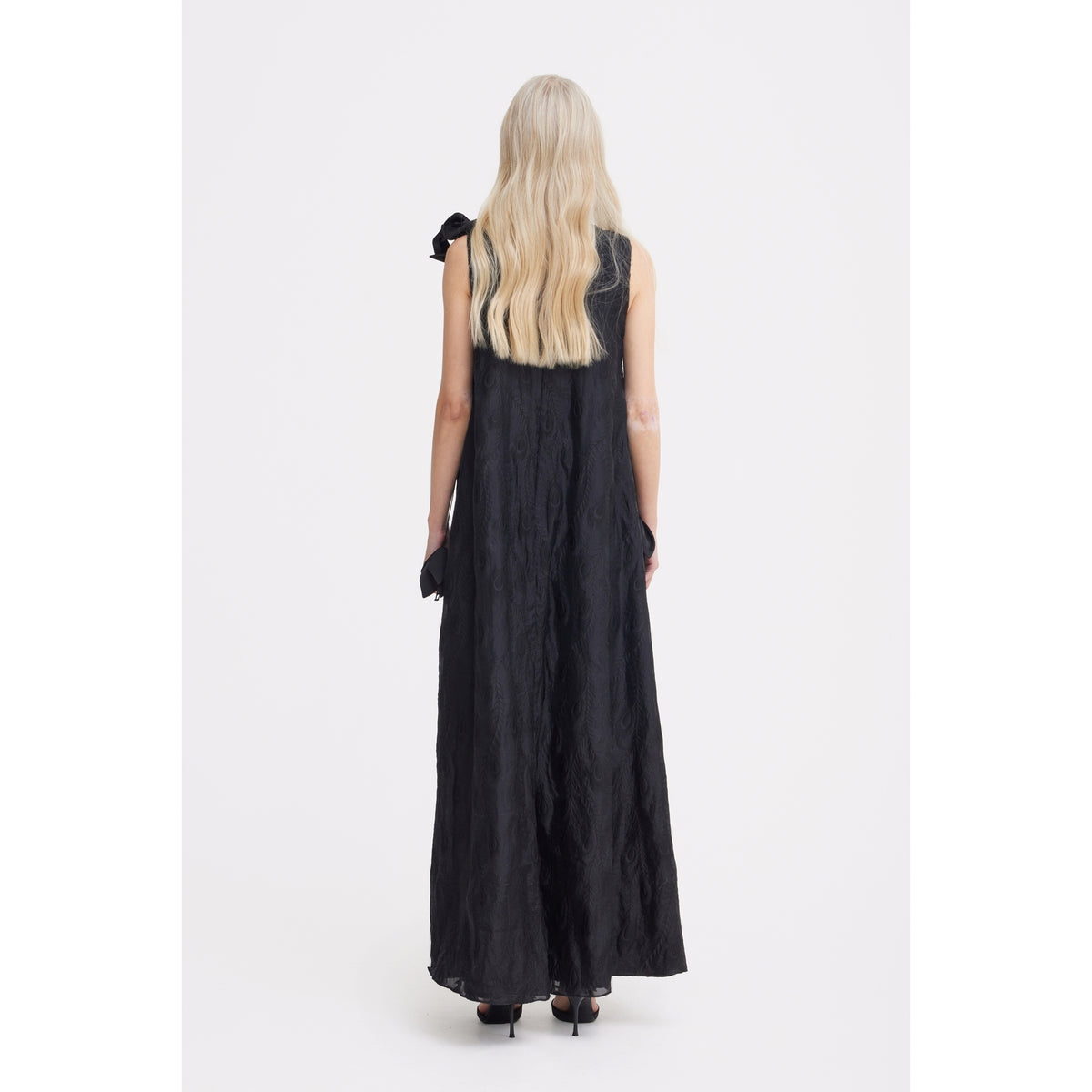 Black A-Line Flower Maxi Dress - Couture Gown