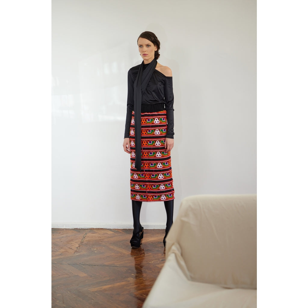 Midi Embroidered Skirt