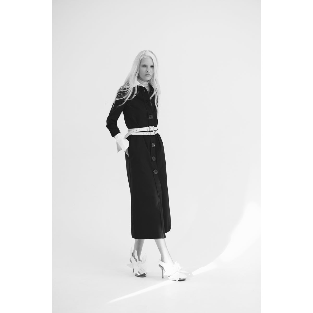 Monochrome Midi Shirt Dress - Brown &amp; White