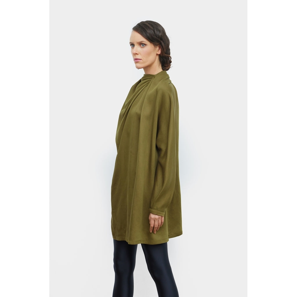 Satin Loose-Fit Mini Dress | Olive