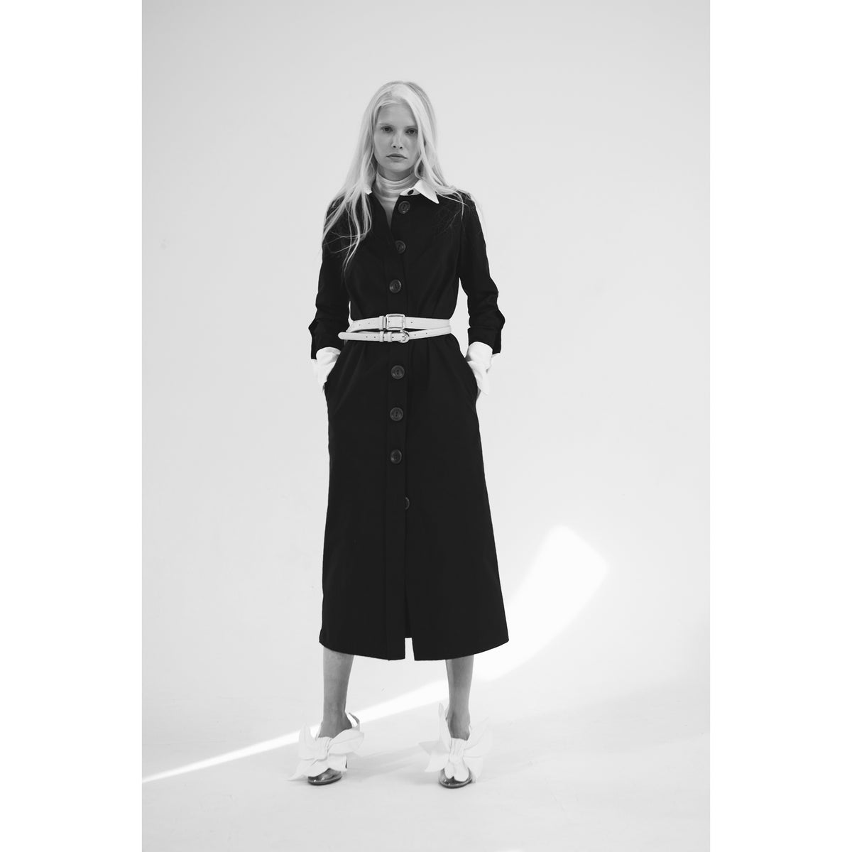 Monochrome Midi Shirt Dress - Brown &amp; White