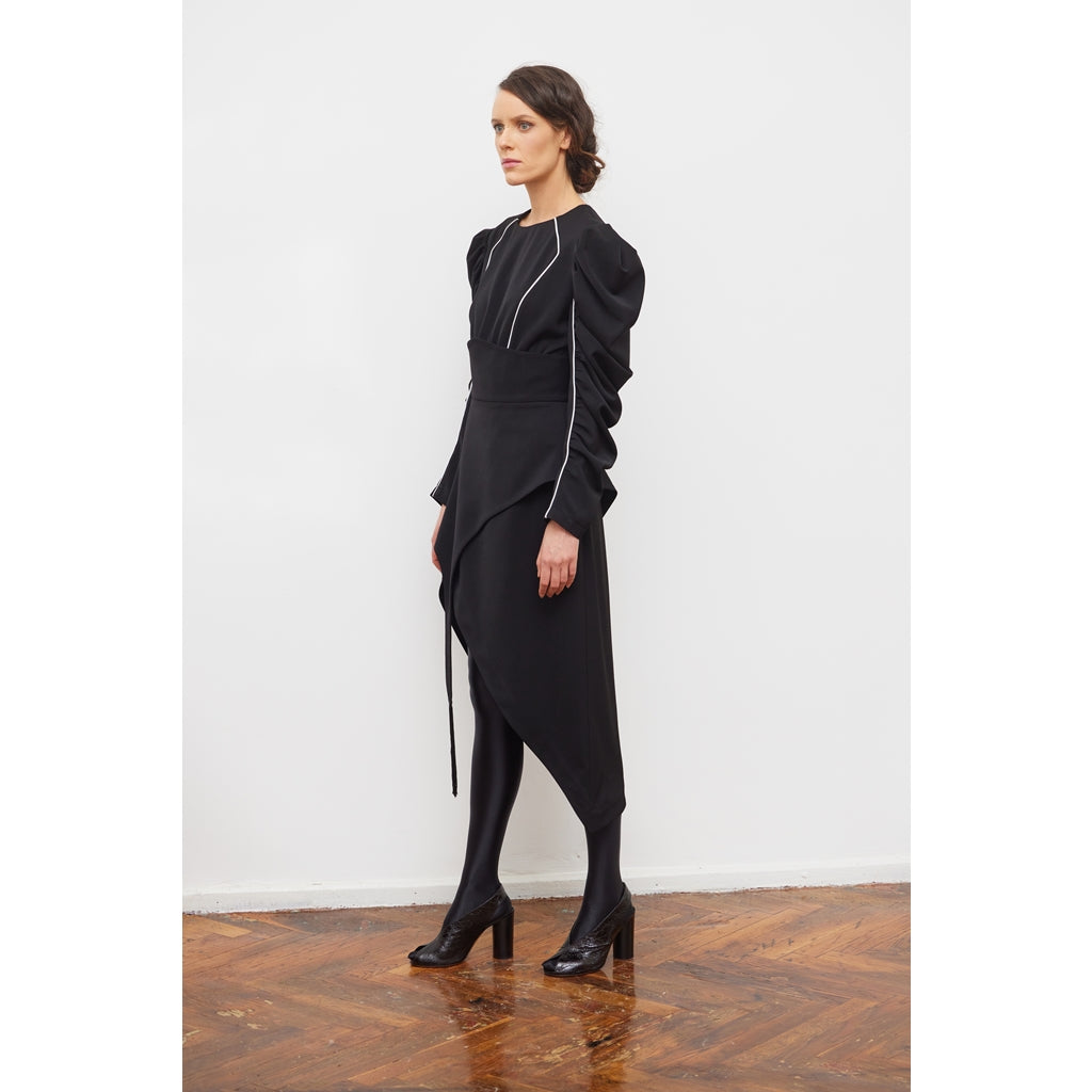 Asymmetric Draped Skirt | Black