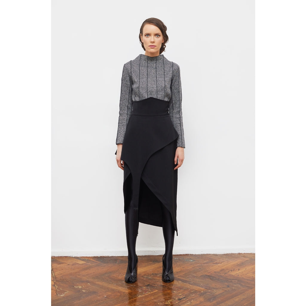 JULIA ALLERT - Asymmetric Draped Skirt | Black, buy at DOORS NYC
