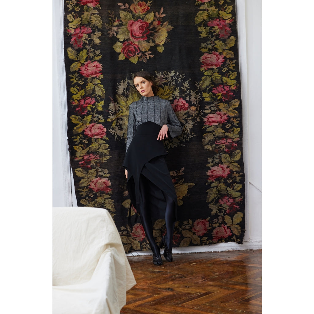 JULIA ALLERT - Asymmetric Draped Skirt | Black, buy at DOORS NYC