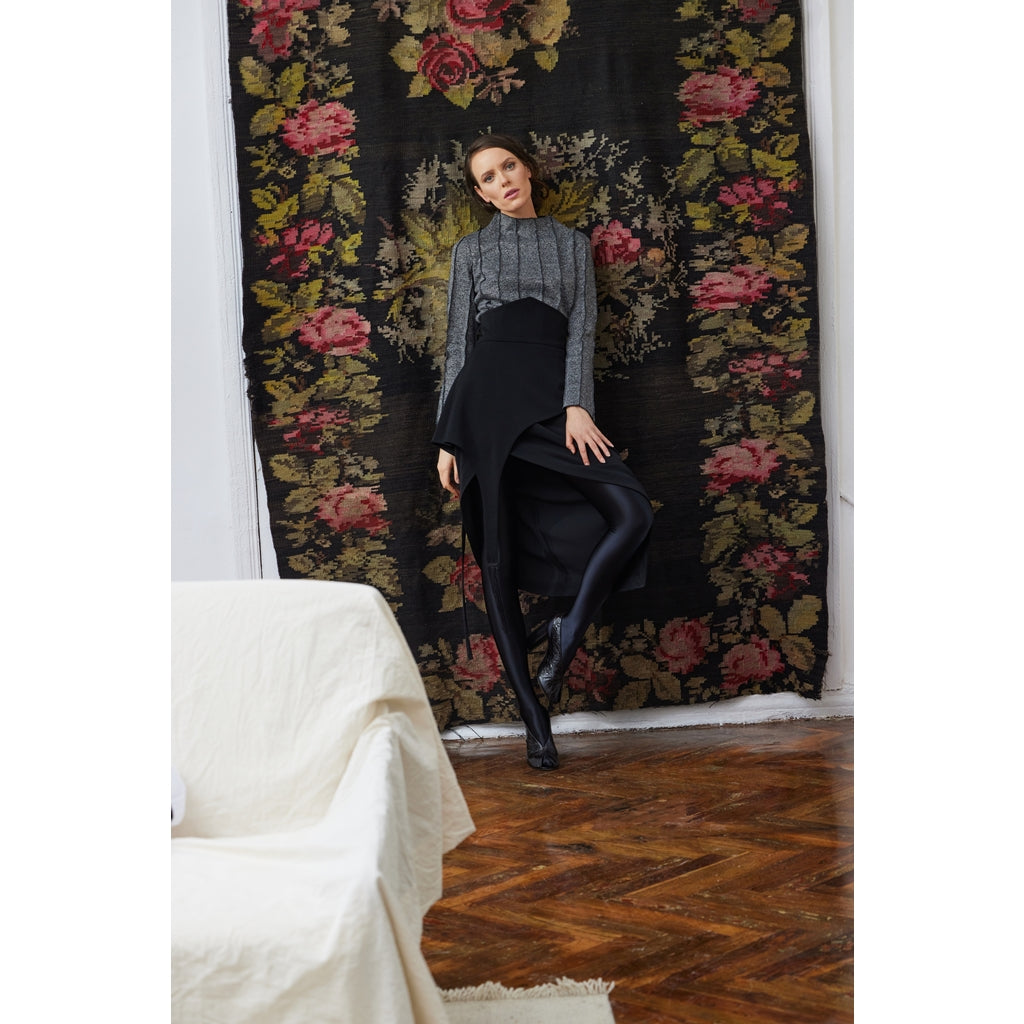 JULIA ALLERT - Asymmetric Draped Skirt | Black, buy at DOORS NYC