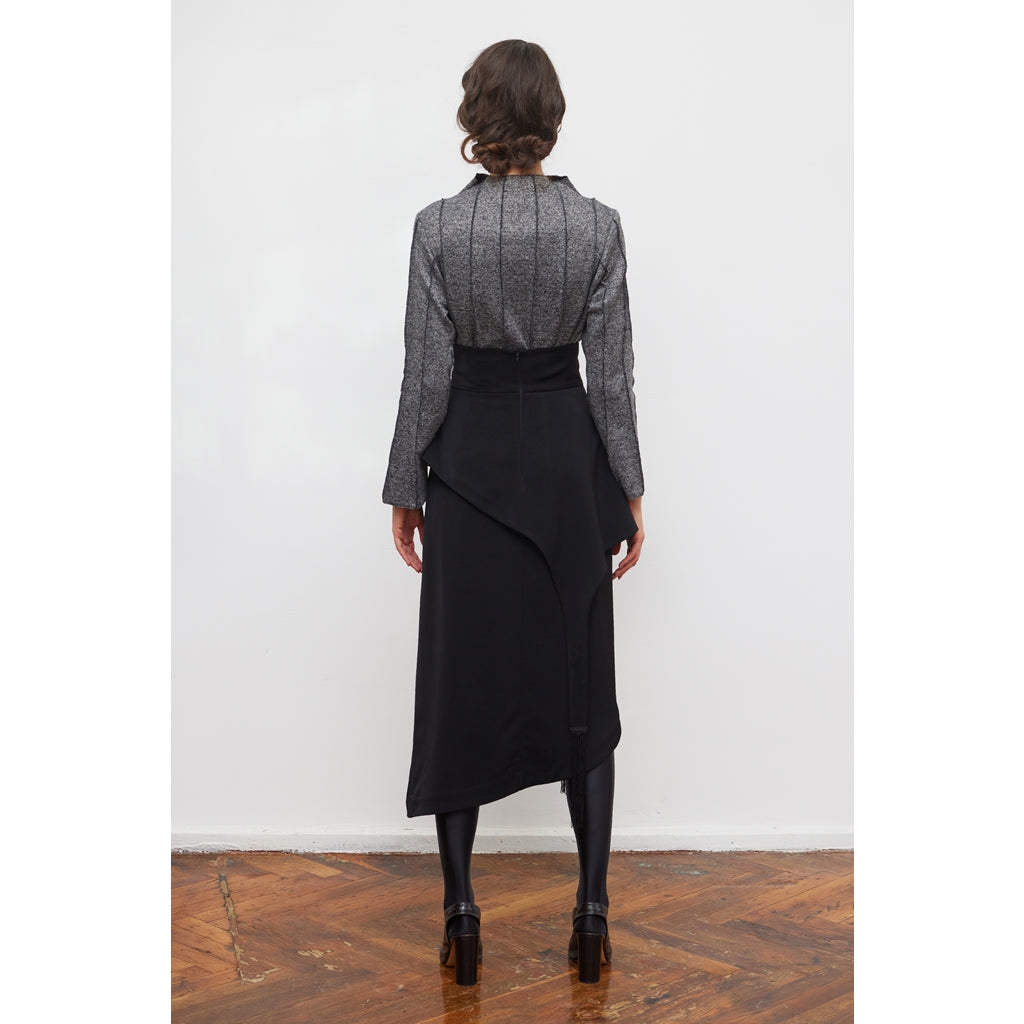 JULIA ALLERT - Asymmetric Draped Skirt | Black, buy at DOORS NYC