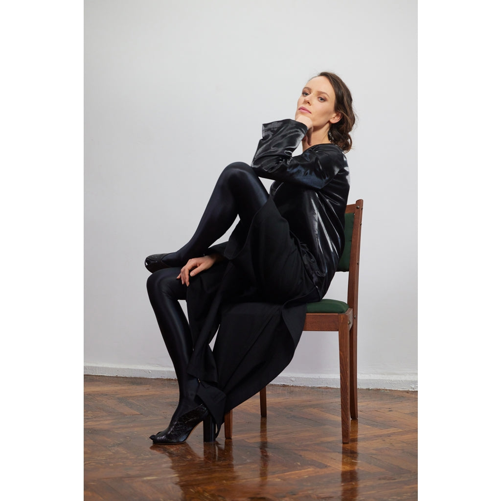 JULIA ALLERT - Boat Neck Blouse With Sheen | Black, buy at DOORS NYC