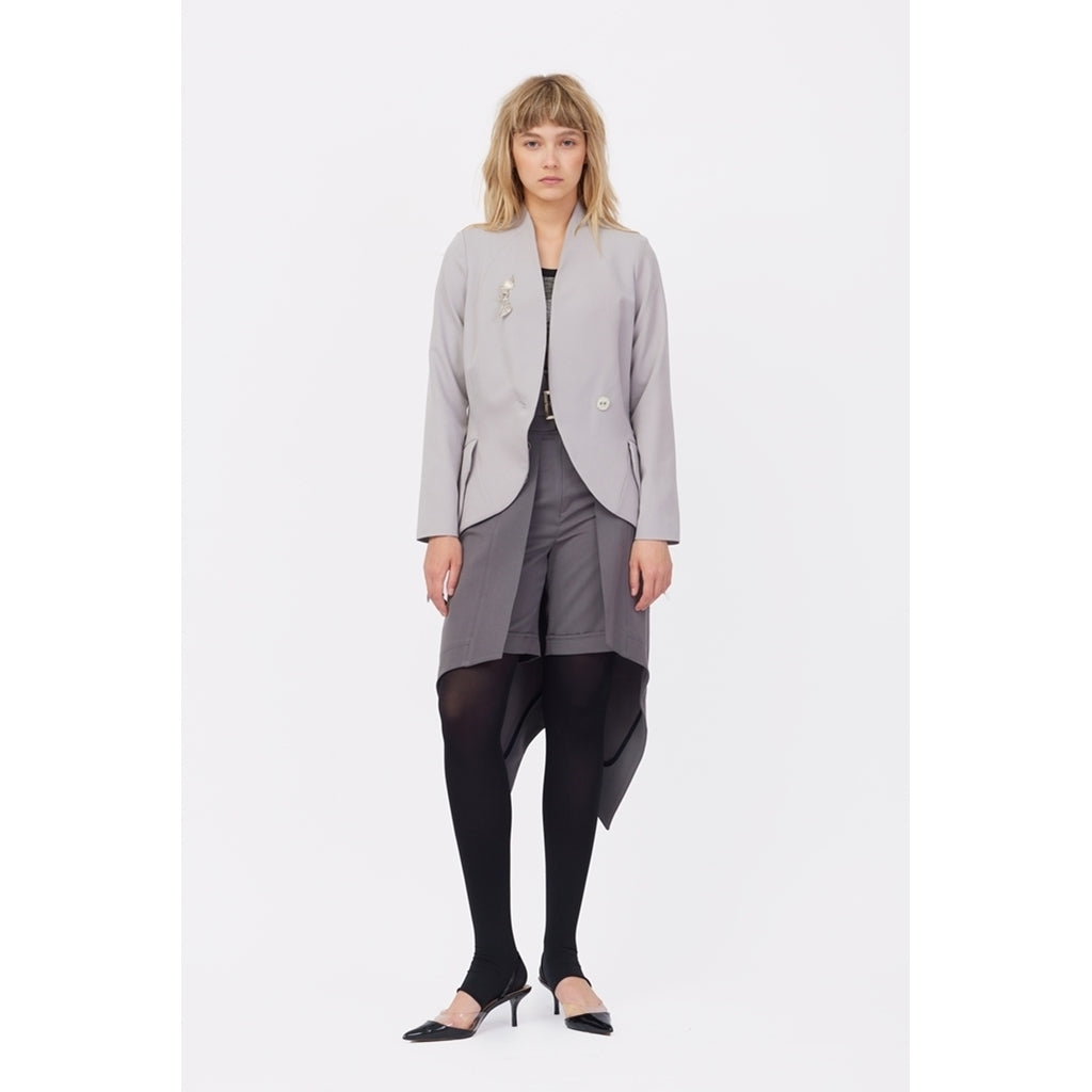 JULIA ALLERT - Elegant Blazer With Curved Hem | Gray, buy at DOORS NYC