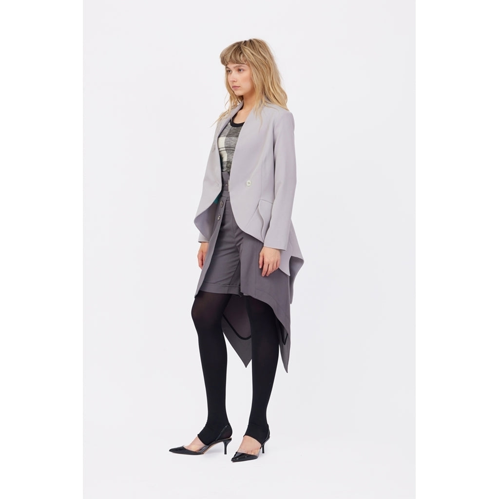 JULIA ALLERT - Elegant Blazer With Curved Hem | Gray, buy at DOORS NYC