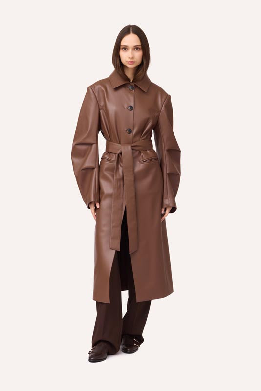 SOTROPA - Trench Coat Eco Leather Brown, buy at DOORS NYC