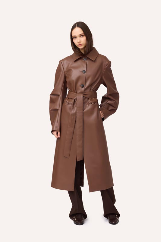 SOTROPA - Trench Coat Eco Leather Brown, buy at DOORS NYC