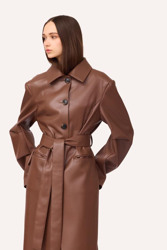 SOTROPA - Trench Coat Eco Leather Brown, buy at DOORS NYC