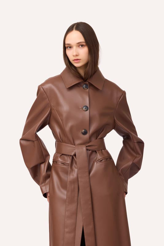 SOTROPA - Trench Coat Eco Leather Brown, buy at DOORS NYC
