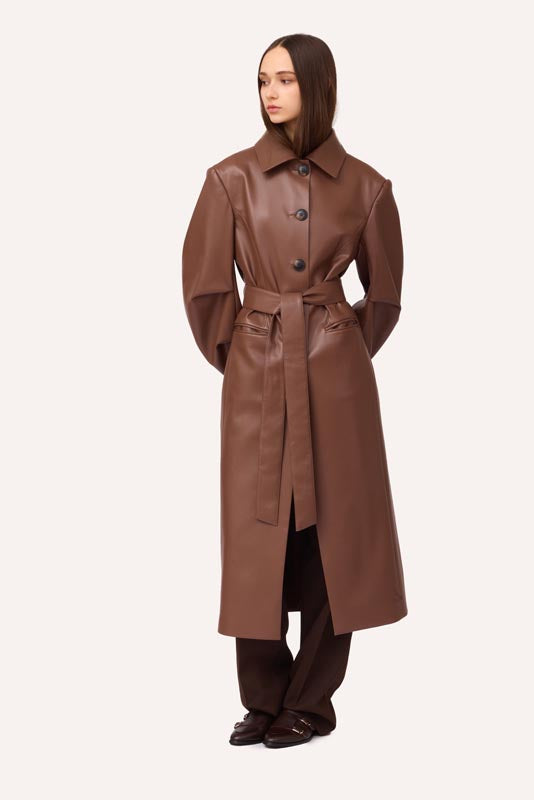 SOTROPA - Trench Coat Eco Leather Brown, buy at DOORS NYC
