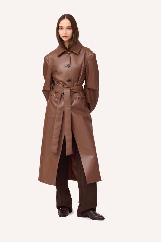 SOTROPA - Trench Coat Eco Leather Brown, buy at DOORS NYC