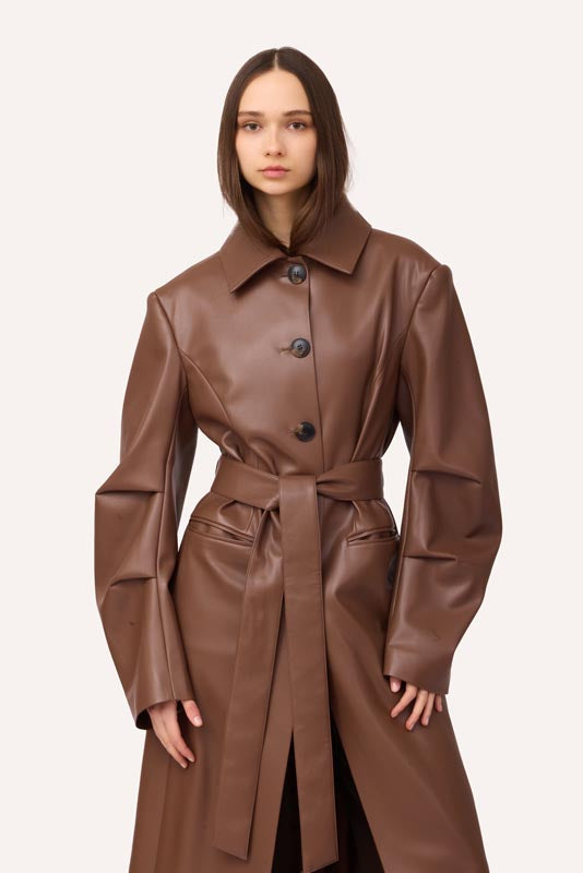 SOTROPA - Trench Coat Eco Leather Brown, buy at DOORS NYC