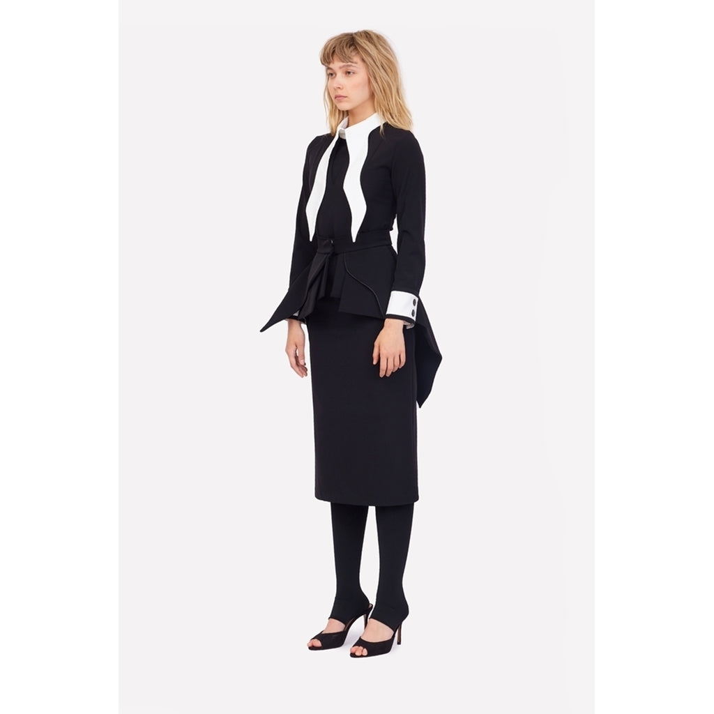 Peplum Belted Dress | Black