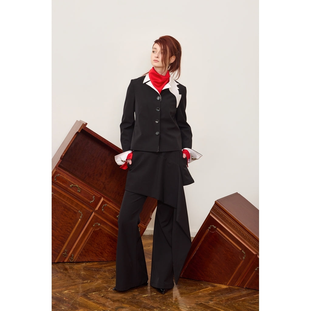 JULIA ALLERT - Asymmetric Overlay Flared Trousers | Black buy at DOORS NYC