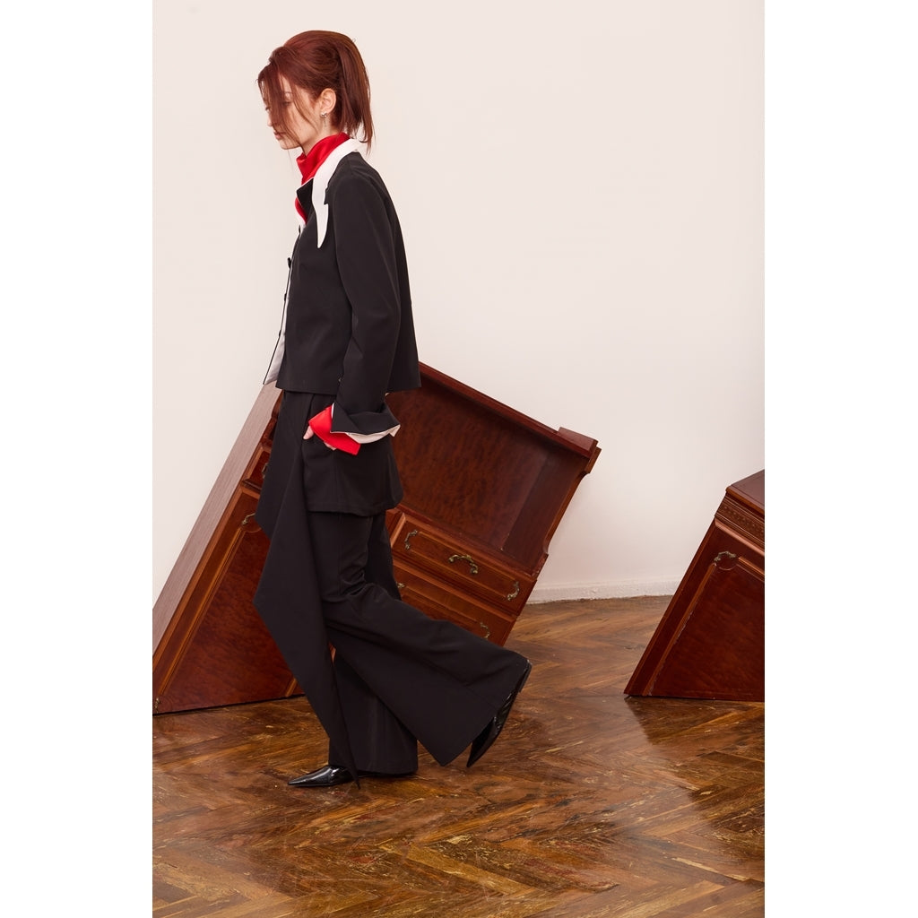 JULIA ALLERT - Asymmetric Overlay Flared Trousers | Black buy at DOORS NYC