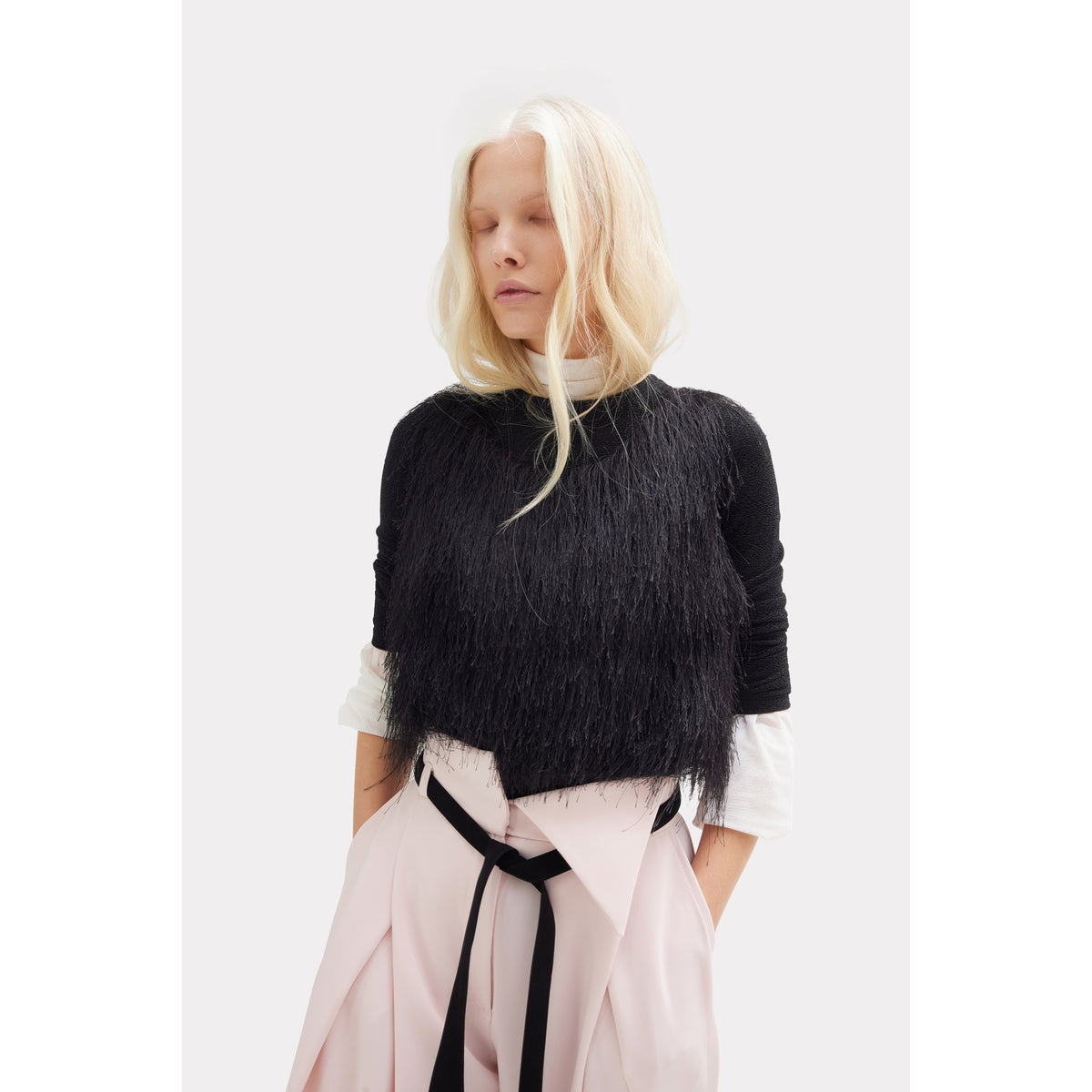 Fashion Forward Wide-Leg Pants &amp; Contrast Belt - Pale Pink