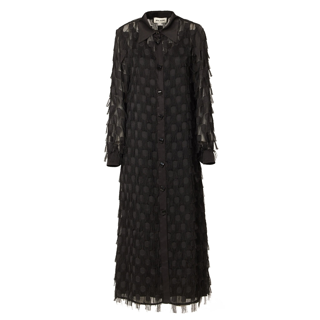 JULIA ALLERT - Slip Dress With Sheer Cape | Black, buy at doors.nyc