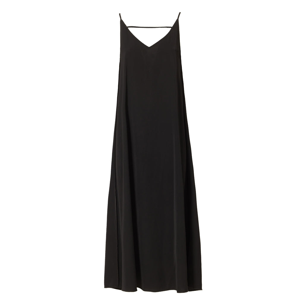 JULIA ALLERT - Slip Dress With Sheer Cape | Black, buy at doors.nyc