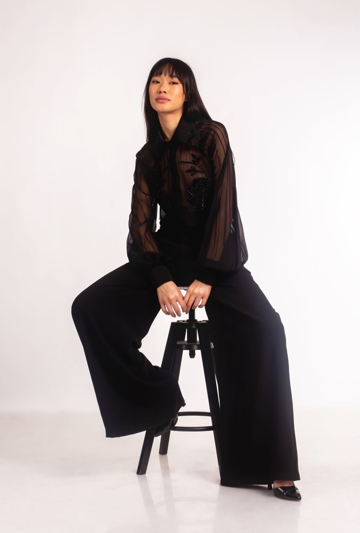 ELSA NILAJ - Black Flared Trousers buy at DOORS NYC
