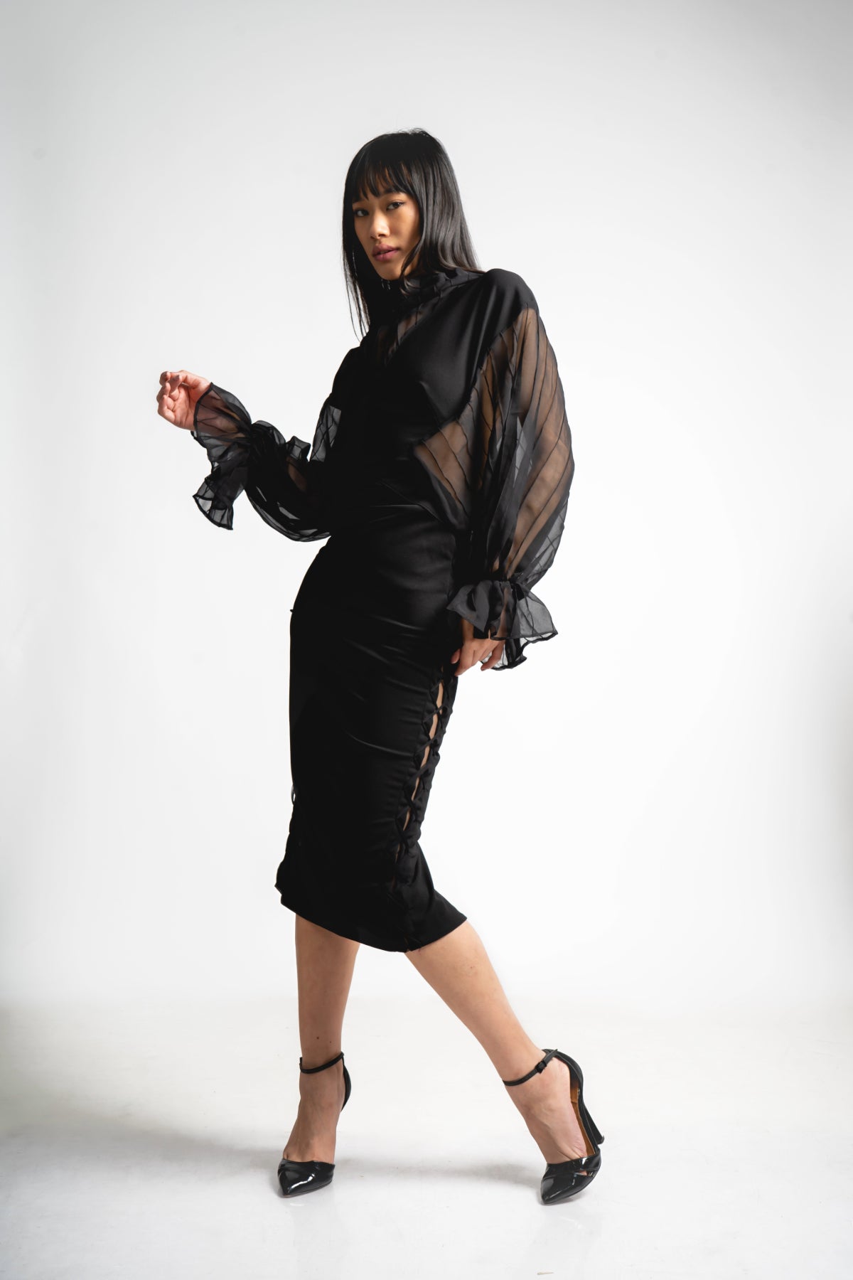 ELSA NILAJ - Black Midi Dress, buy at DOORS NYC