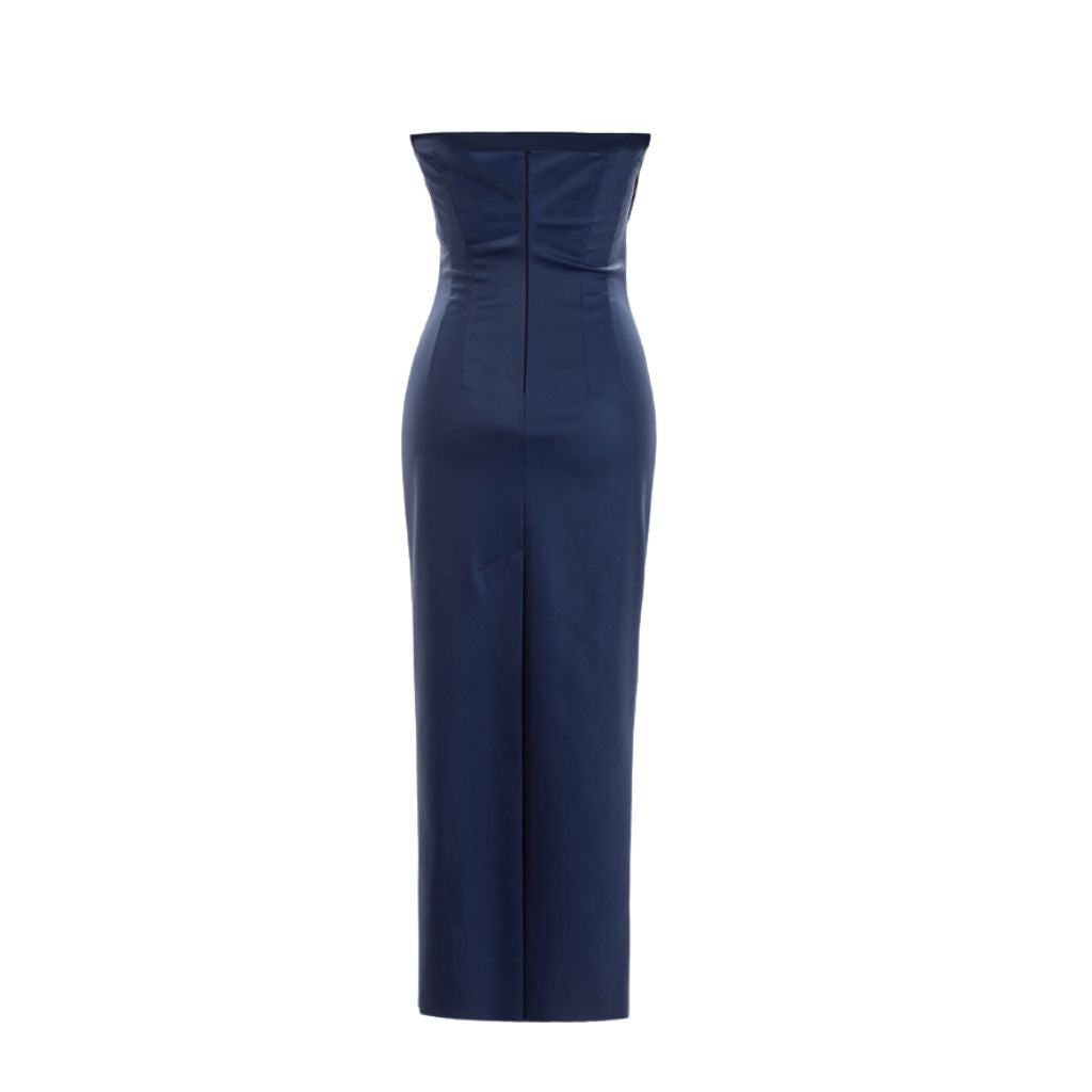 Kris Maran Blue Asymmetrical Midi Dress Chic, Soft, Second-Skin Fit M Kris Maran Blue Asymmetrical Midi Dress Chic, Soft, Second-Skin Fit M