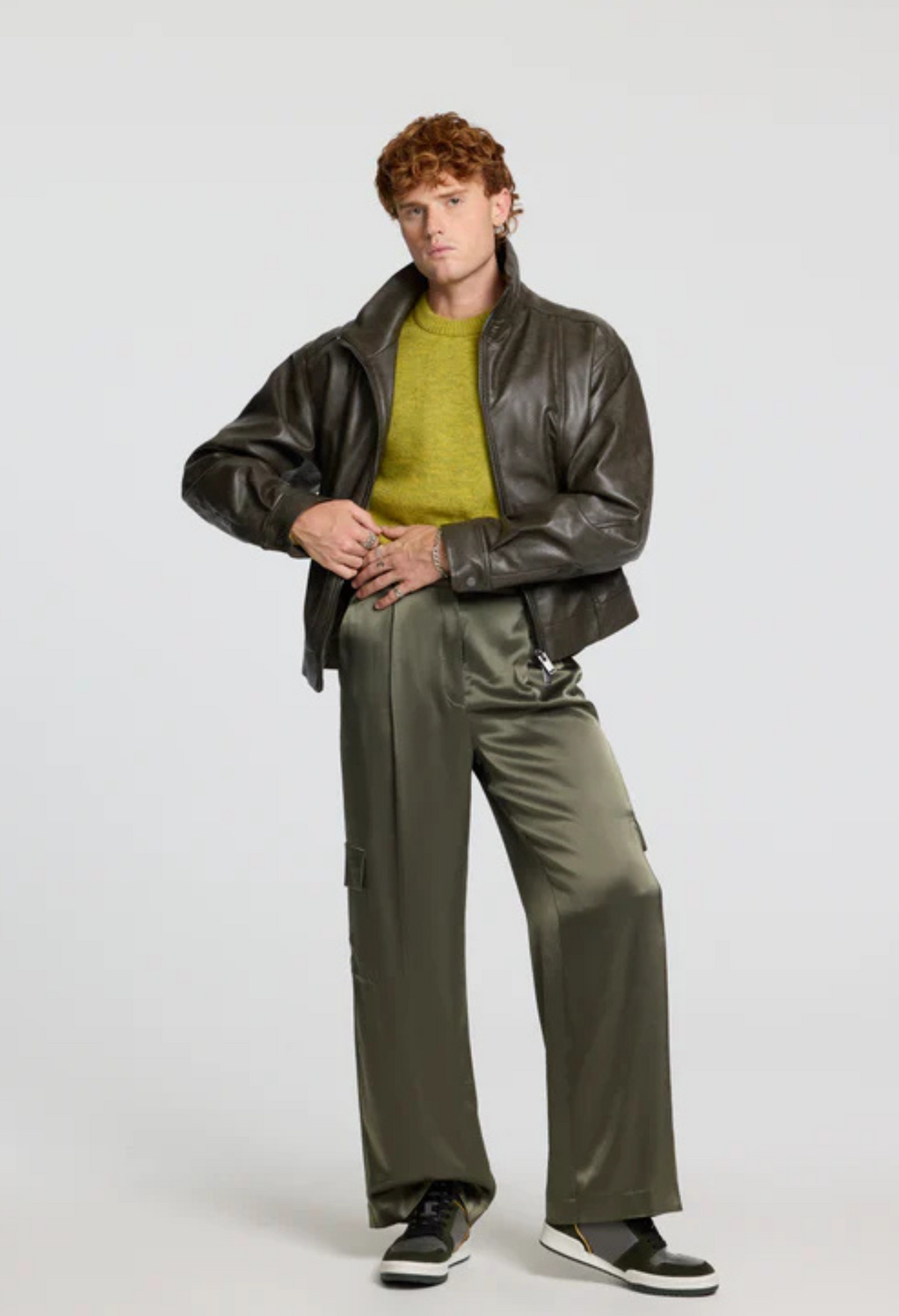 FRESHY - Bounce High-Top Sneakers Olive Green, buy at DOORS NYC