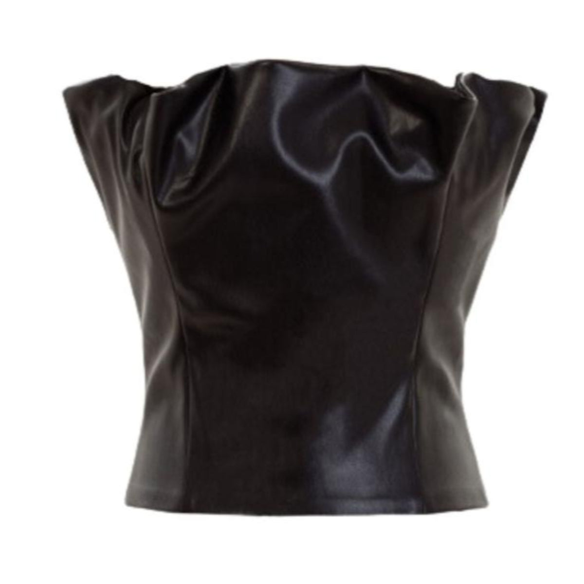 KRIS MARAN - Vegan Leather Draped Top buy at DOORS NYC