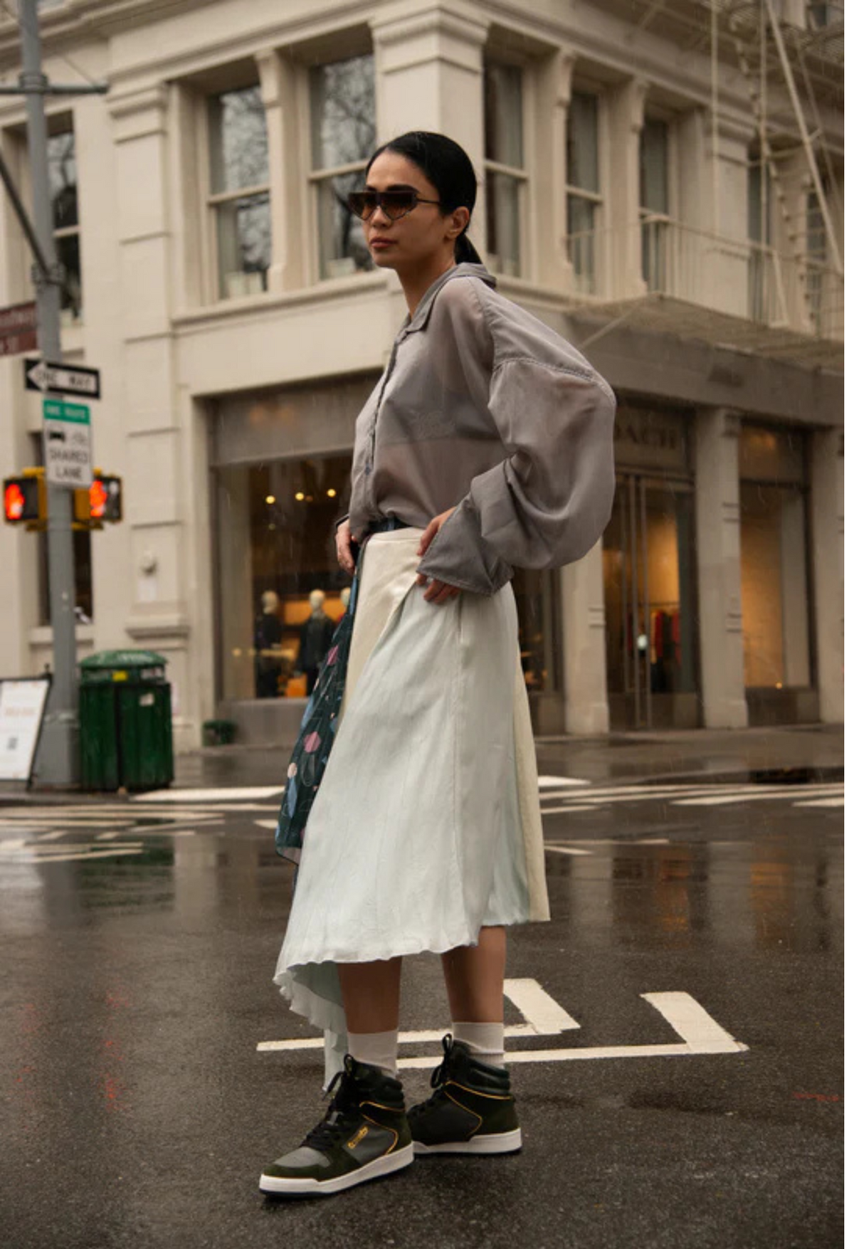 FRESHY - Bounce High-Top Sneakers Olive Green, buy at DOORS NYC