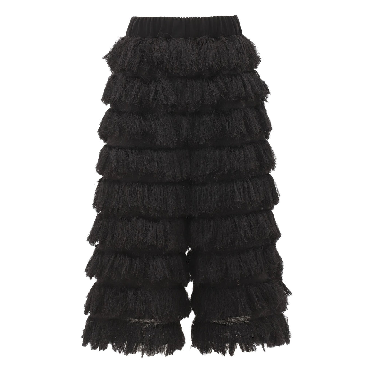 Evening Textured Fringe Bermuda Shorts | Black