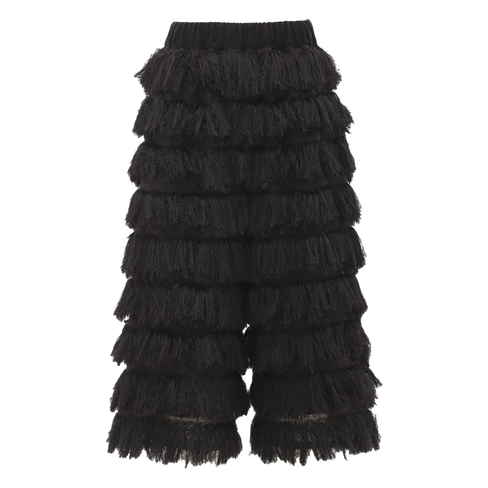 Evening Textured Fringe Bermuda Shorts | Black