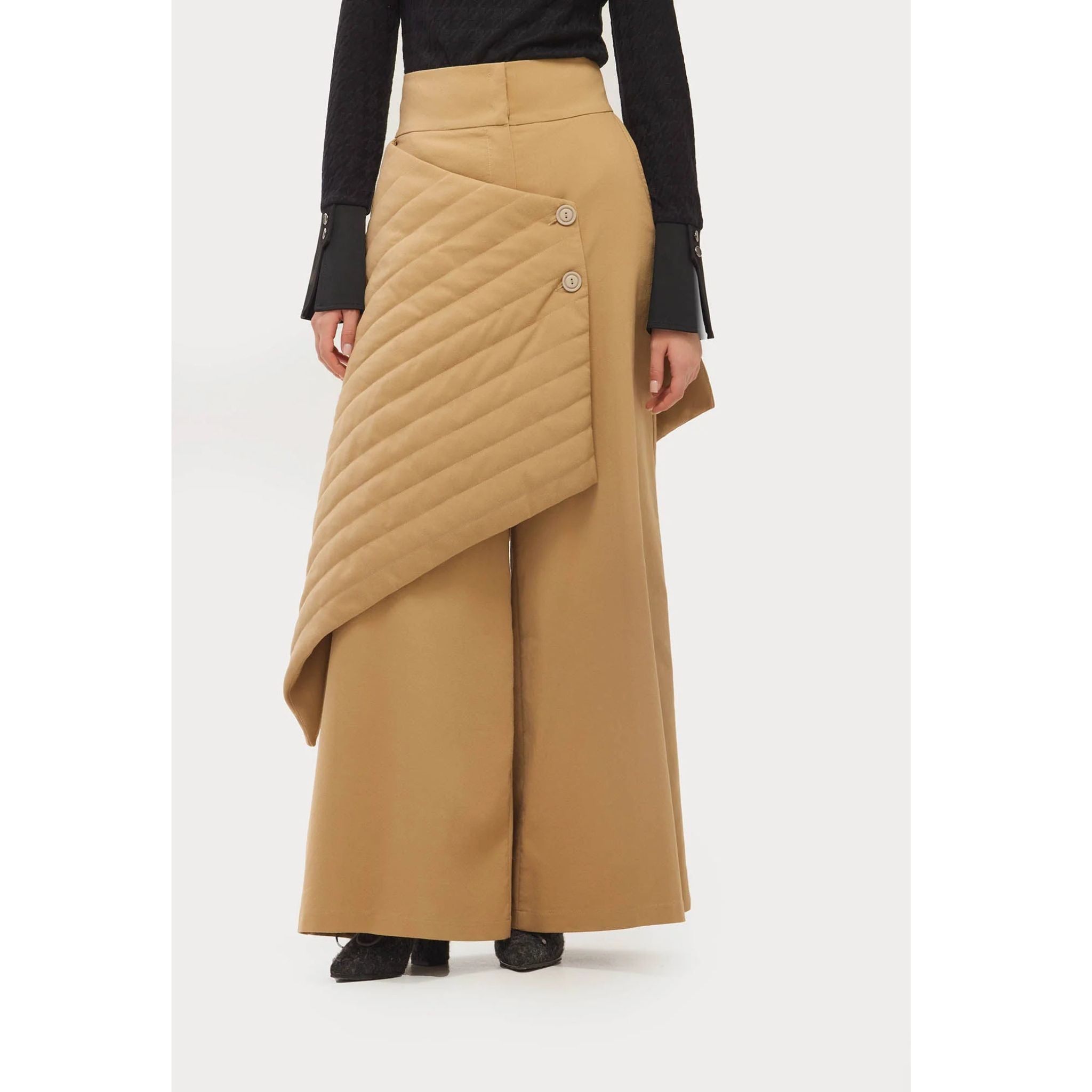 Vintage Wool Blend Quilted Pants | Camel