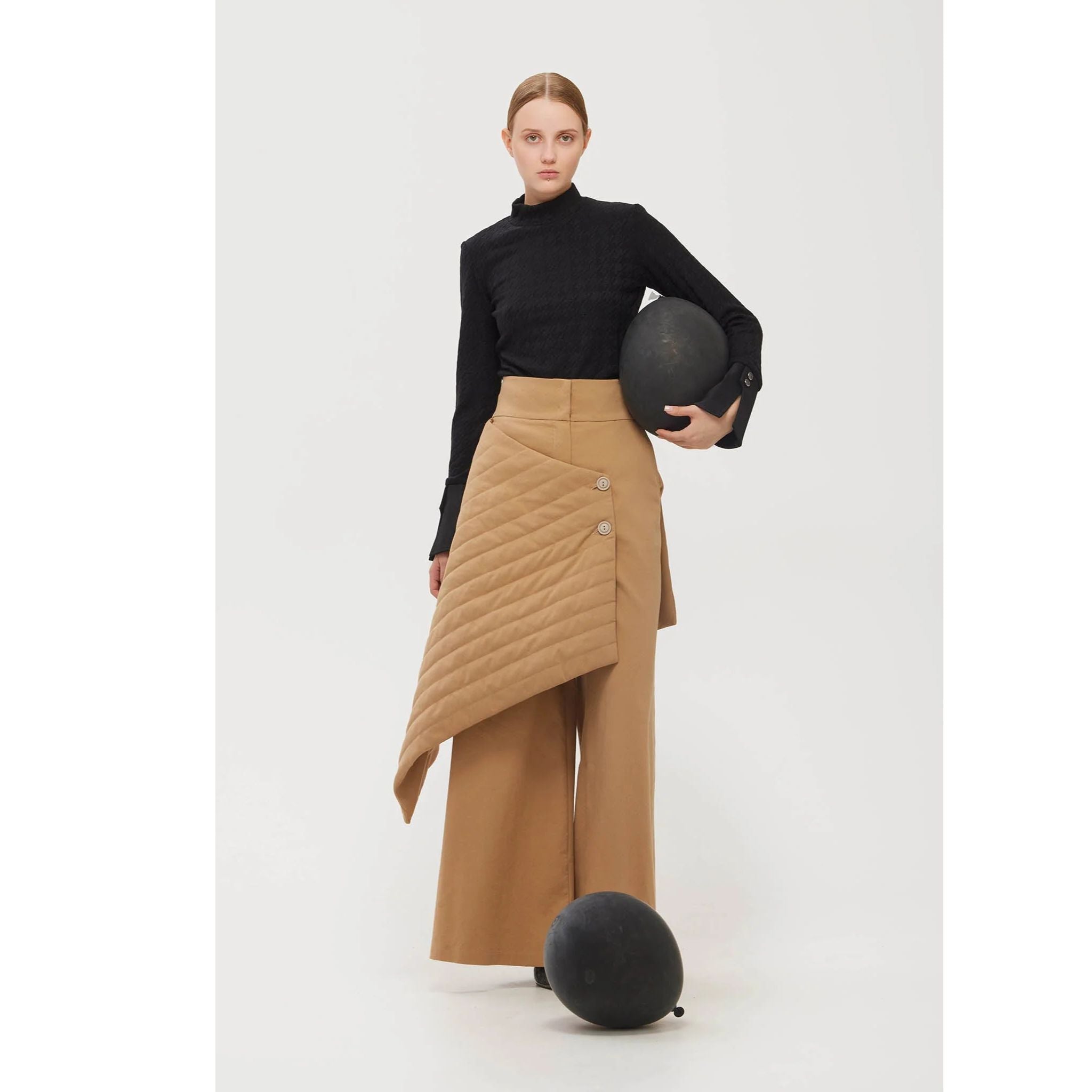 Vintage Wool Blend Quilted Pants | Camel