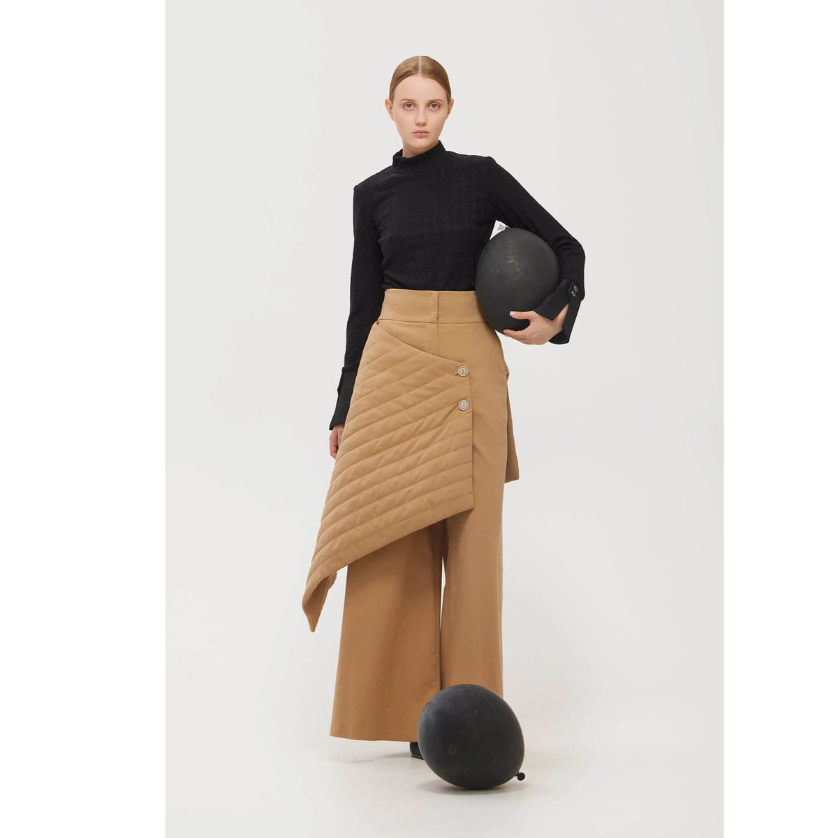 Vintage Wool Blend Quilted Pants | Camel