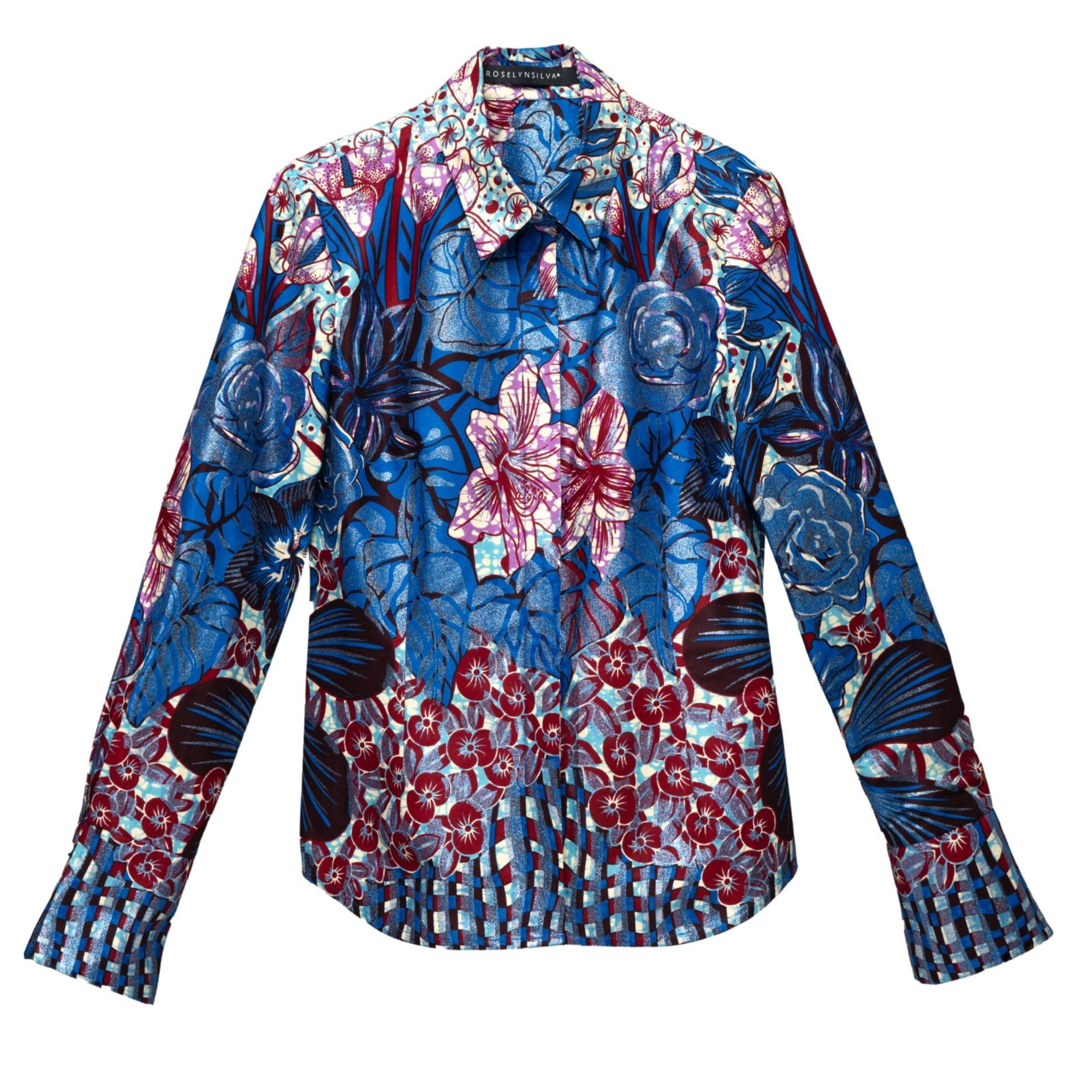 Colorful floral patterned shirt on a white background