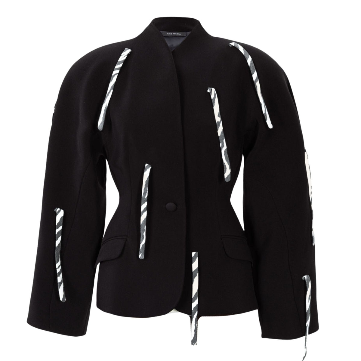 KRIS MARAN - Sculptured Blazer With Belts | Black buy at DOORS NYC