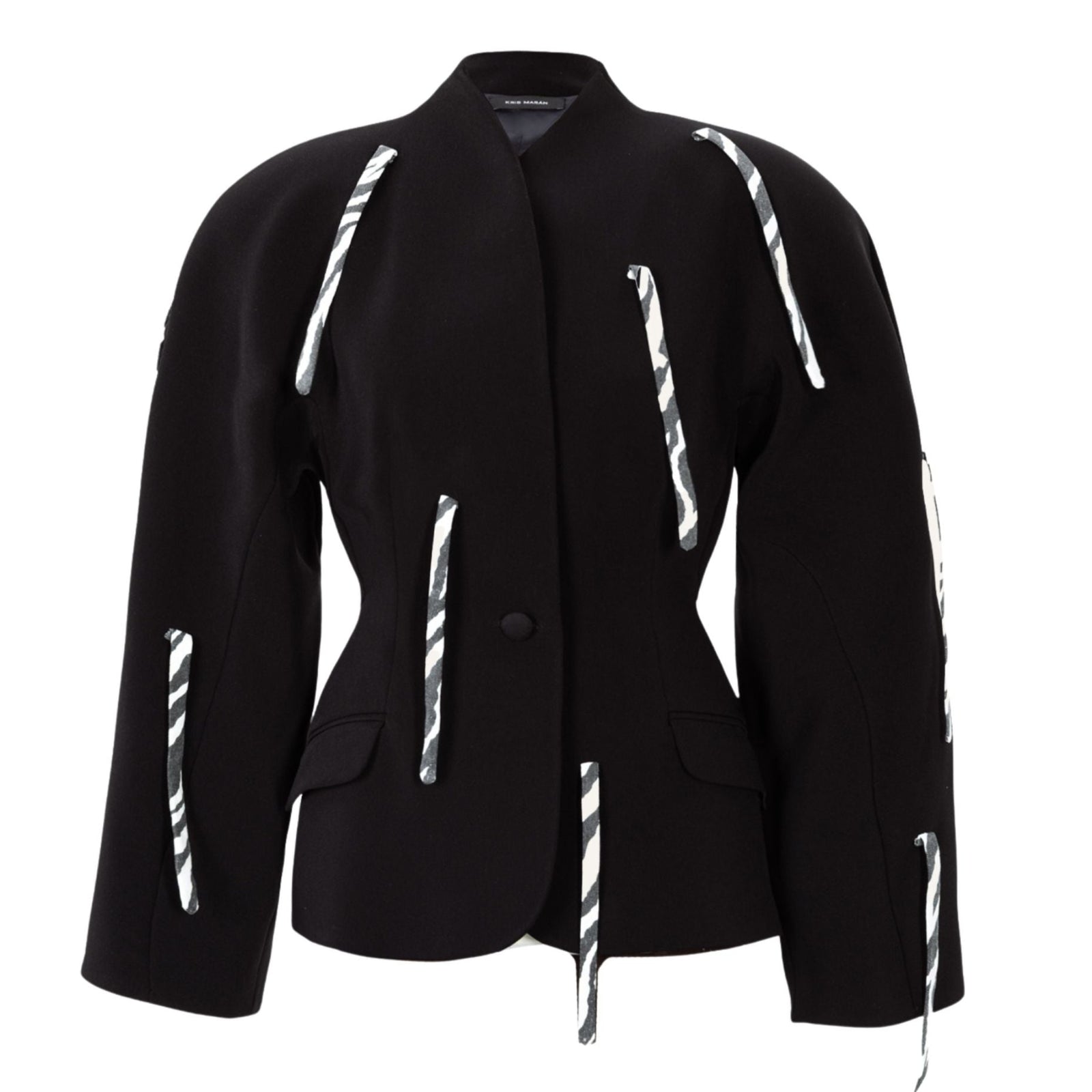 KRIS MARAN - Sculptured Blazer With Belts | Black buy at DOORS NYC