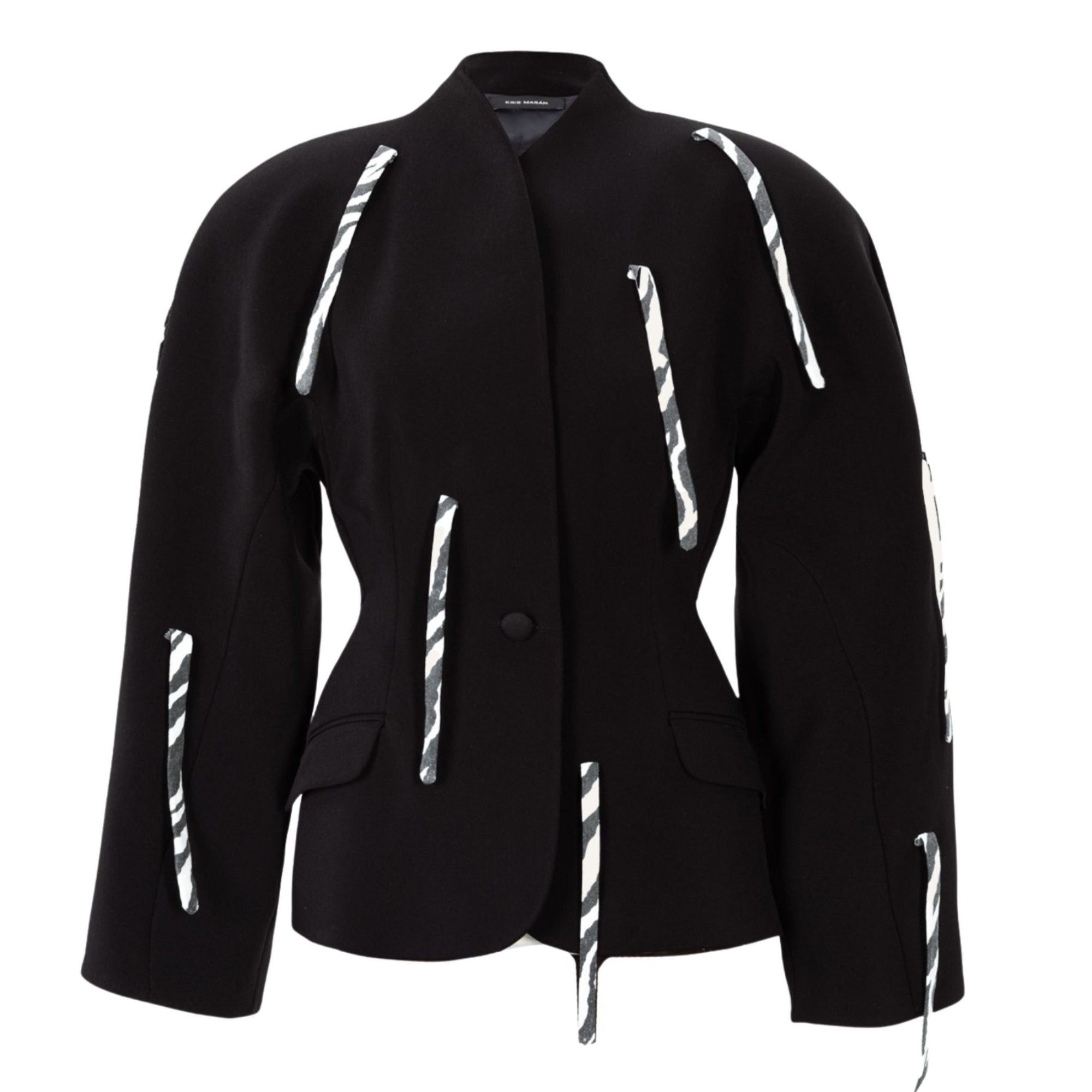 KRIS MARAN - Sculptured Blazer With Belts | Black buy at DOORS NYC