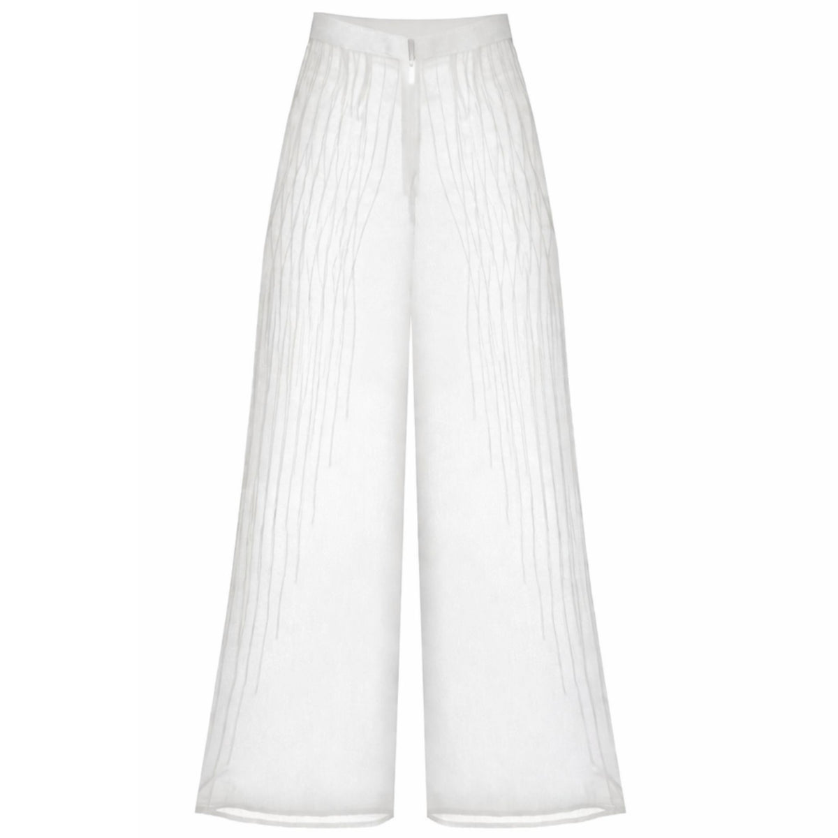 Sheer Pin Tuck Trousers | White