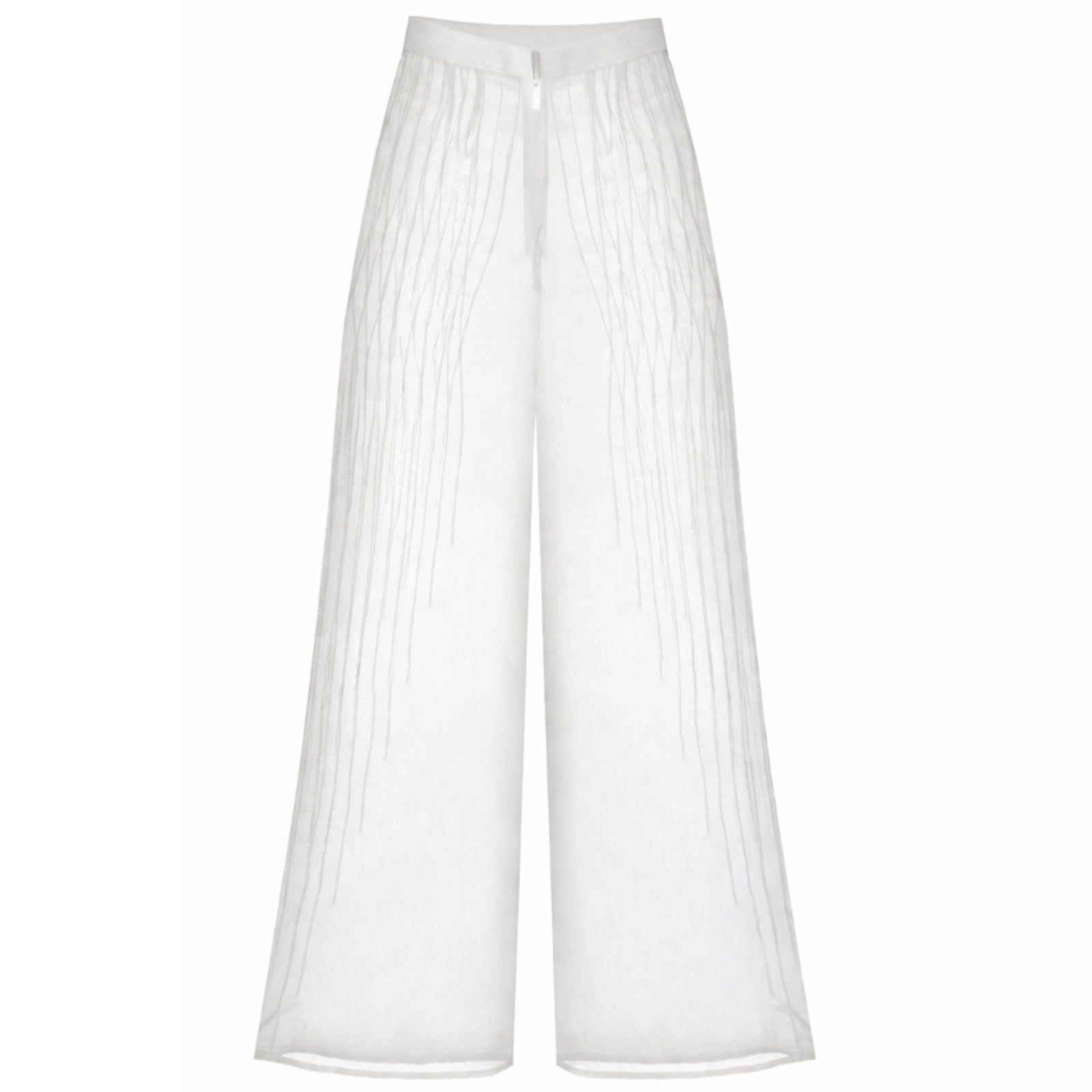 Sheer Pin Tuck Trousers | White