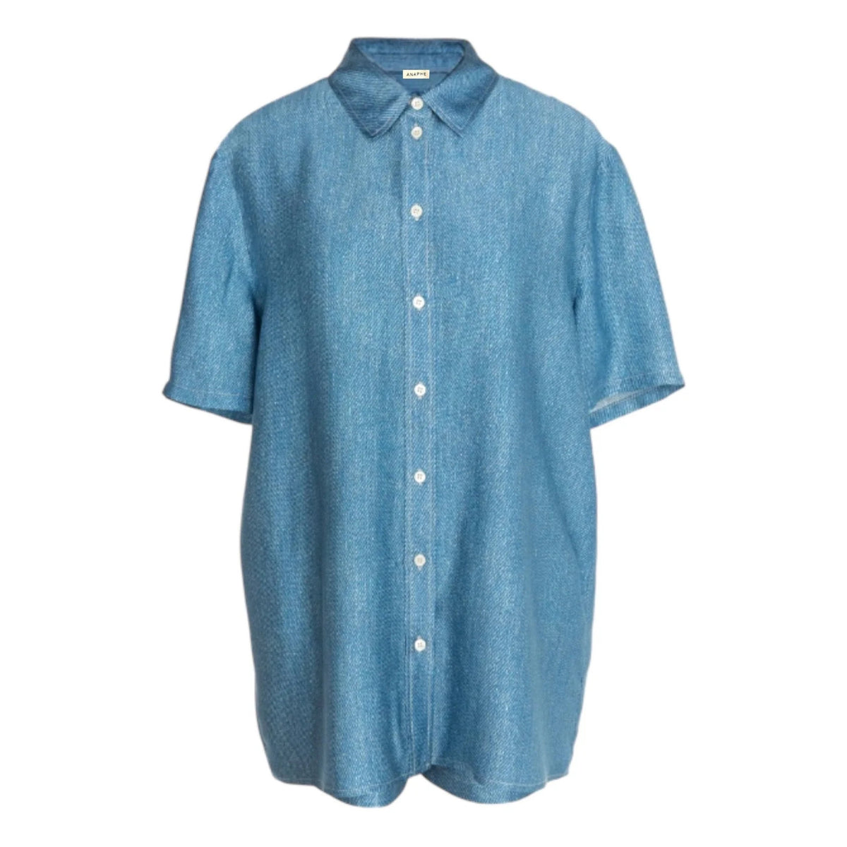 Light Denim Print Silk Shirt