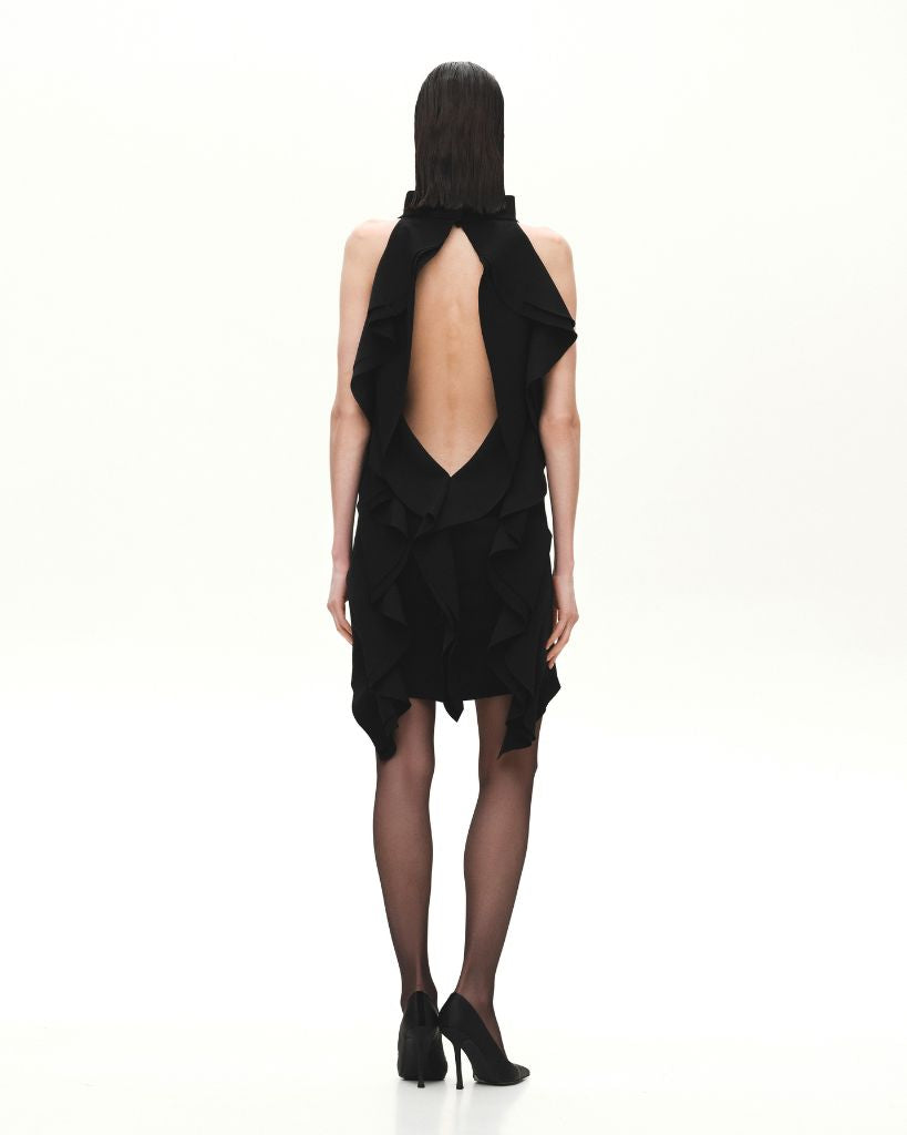 KRIS MARAN - Halter Ruffle Dress With Open Back  buy at DOORS NYC