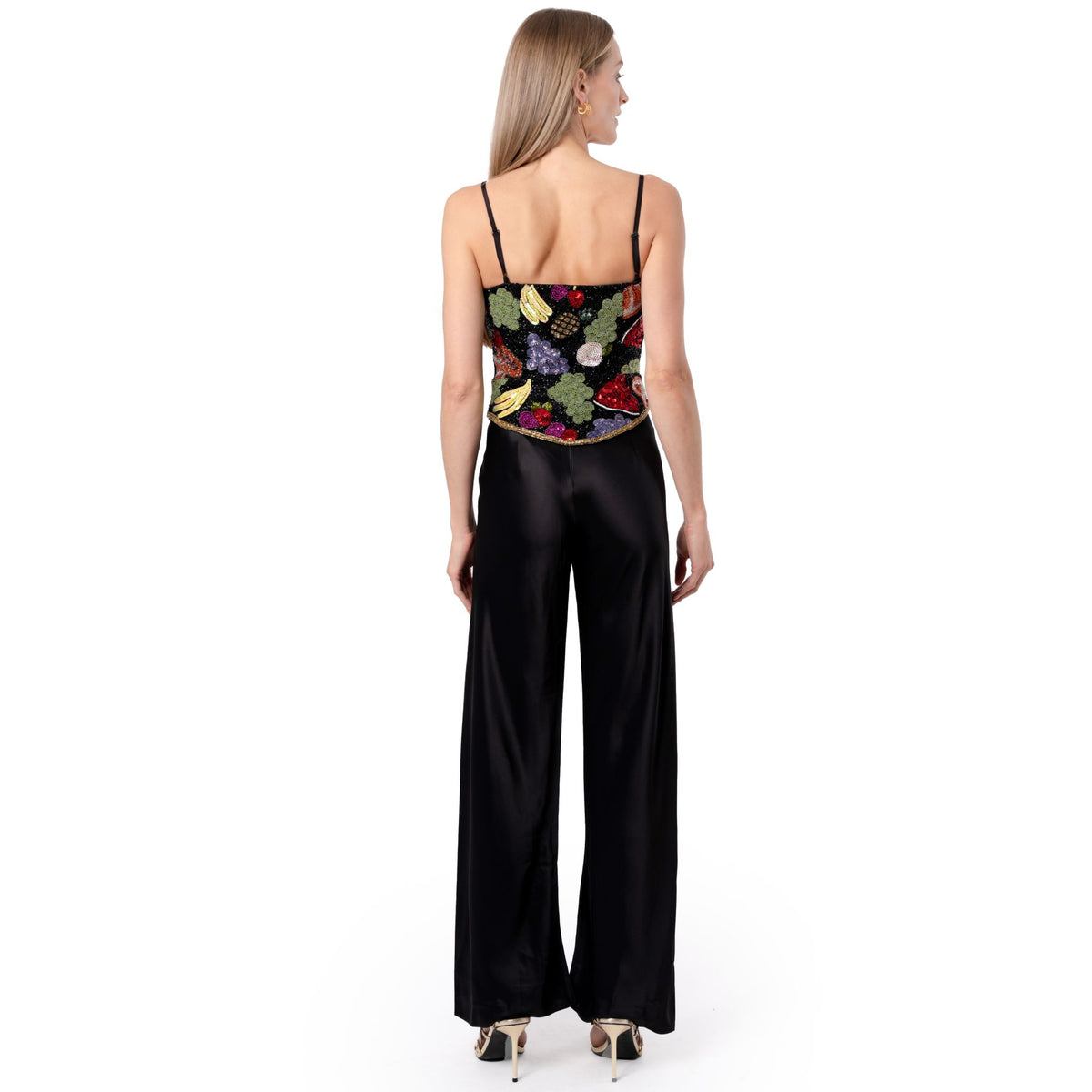 Fruit Hand-Beaded Embellished Corset Top | Black