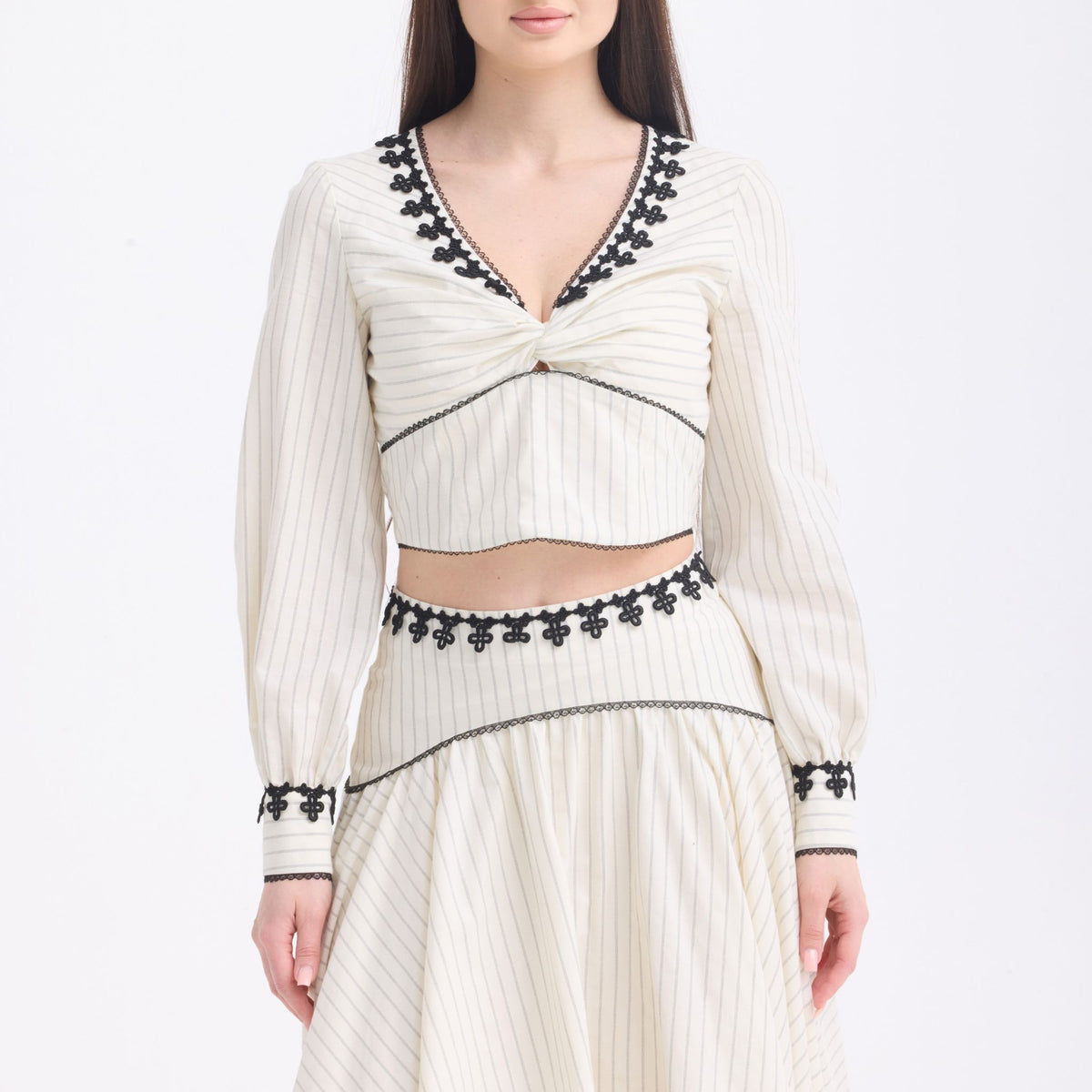 Ivory Pleated Lace Trim Set